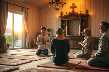 A peaceful gathering for a special prayer to conclude a visit.
