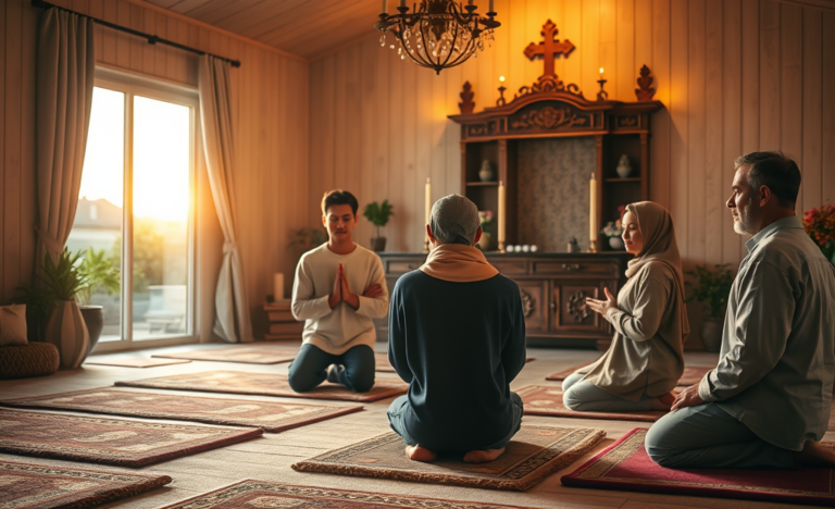 A peaceful gathering for a special prayer to conclude a visit.