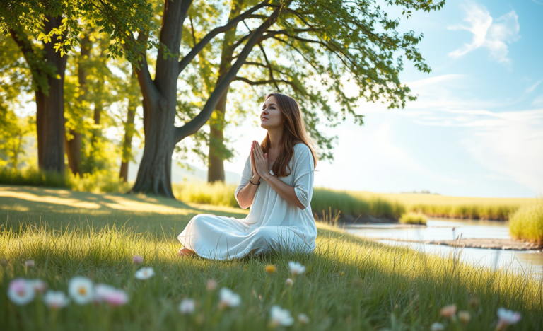 A tranquil scene representing a moment of silence and prayer, inviting reflection and connection.