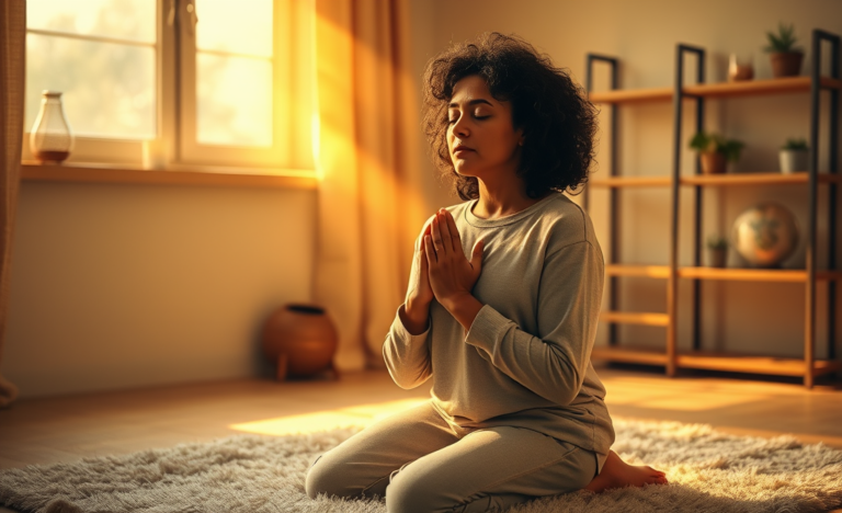 A person praying to feel God's presence, symbolizing faith and divine connection.