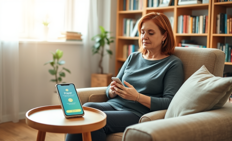 A user engaging with the Daily Prayer App to enhance their spiritual practice anywhere.