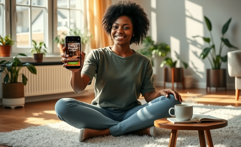 A person using the Daily Prayer App to enhance their spiritual routine.