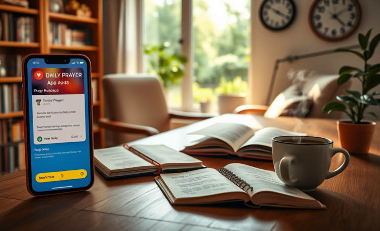 A serene image depicting prayer and meditation to illustrate the Daily Prayer App with spiritual reminders.